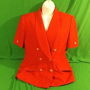 Kasper ASL vintage 8P red short sleeve blazer